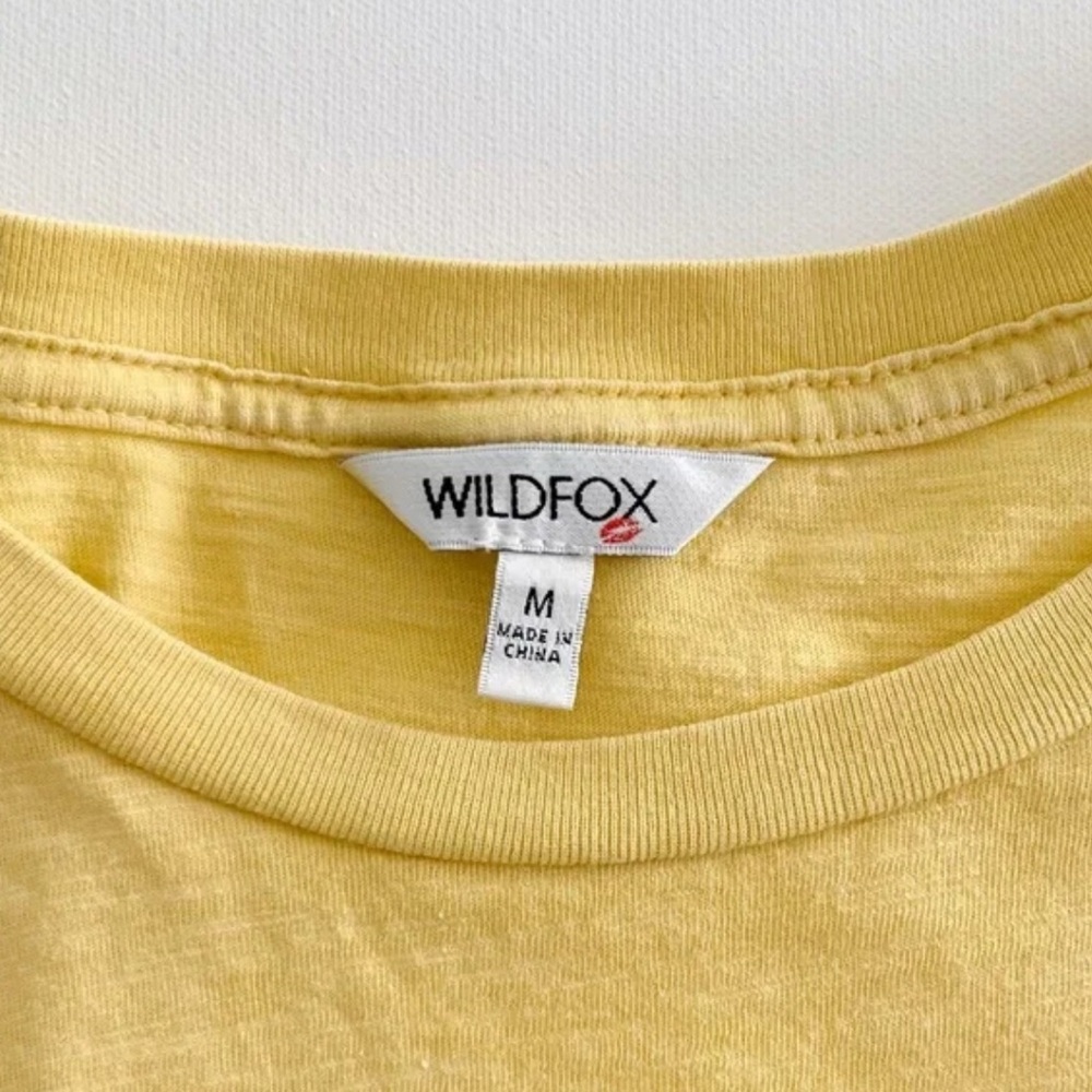 Yellow Graphic Tee Positive Boho message Peace medium Wildfox rounded bottom hem - Picture 8 of 8